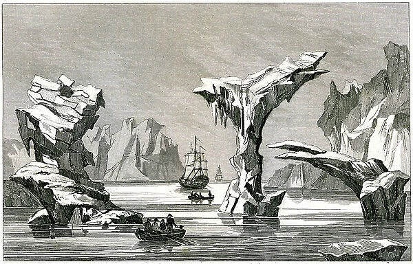 Ice islands near the poles, 1877 (illustration)