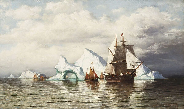 Among the Icebergs, Coast in Labrador, (oil on canvas)