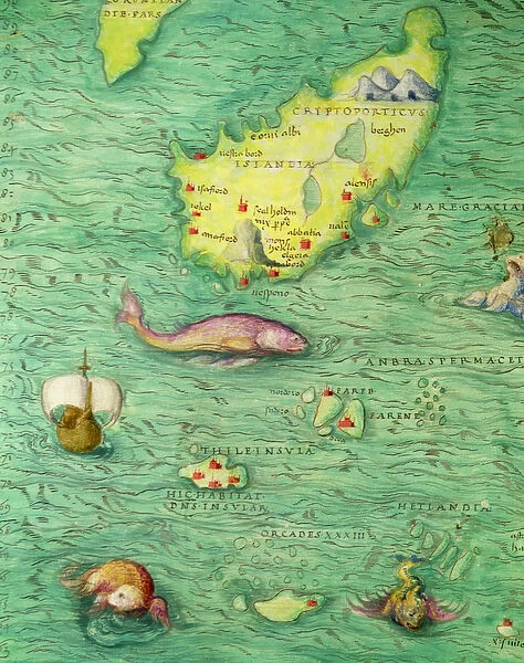 Iceland, from an Atlas of the World in 33 maps, Venice, 1st September 1553 (ink on vellum)