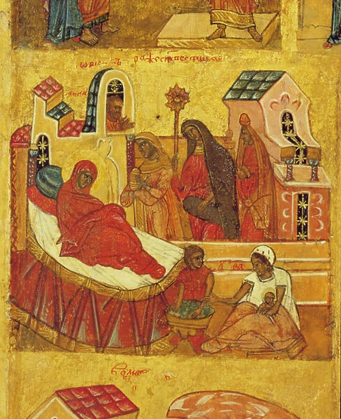 Icon depicting the Birth of the Virgin, c. 1550 (tempera and gold leaf on panel