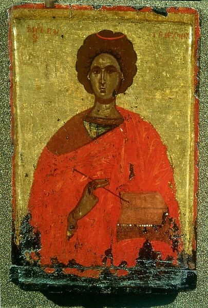 Icon of St. Pantaleon of Nicomedia (d. c. 305 AD) (oil on panel)