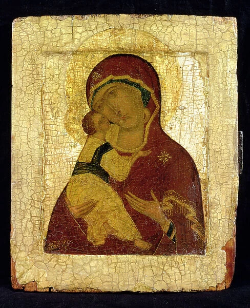 Icon of the Virgin of Vladimir (gold leaf and tempera on panel)