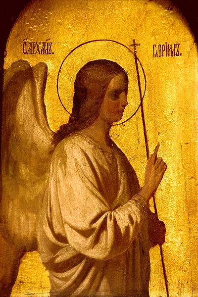 Detail of the iconostasis depicting the Angel of the Annunciation