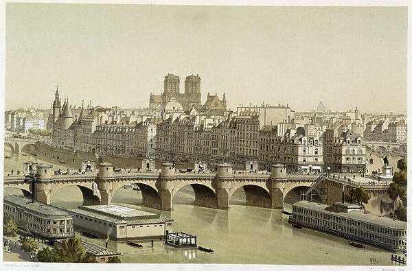 Ile de la Cite and the Pont neuf in Paris, 1840. In '