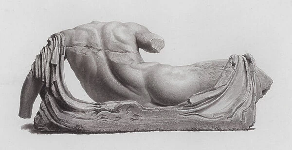 Ilissos, ancient Greek marble sculpture from the Parthenon, Athens (engraving)