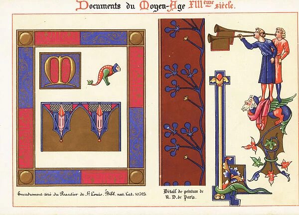 Illuminated frame and paintings from Notre Dame, 13th century. 1897 (Chromolithograph)