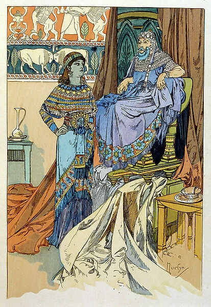 Illustration by Alphonse Mucha from 'Rama' a poem in three acts by Paul Verola. ca. 1898. Mucha (1860 - 1939). was a Czech Art Nouveau painter