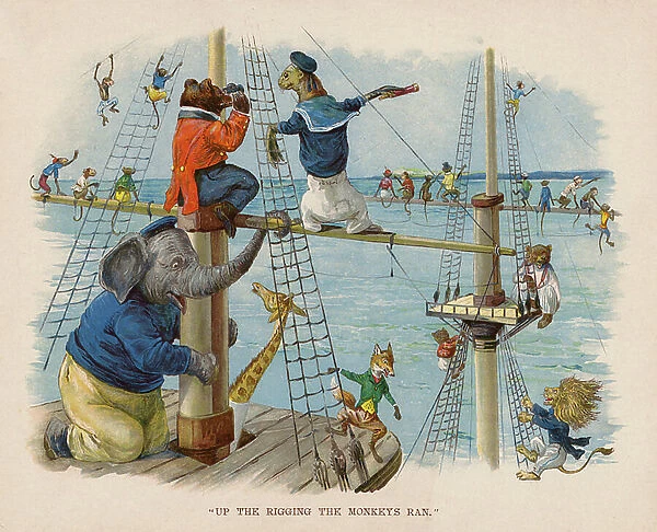 Illustration for The Animals' Trip to Sea (colour litho)