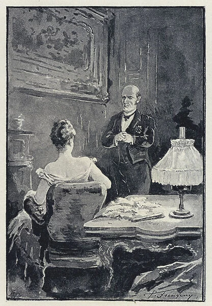 Illustration for Anna Karenina: The quarrel between Anna and her husband (litho)