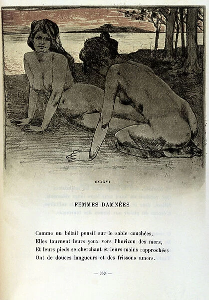 Illustration by Armand Rassenfosse (1862 - 1934) for the poem 'Femmes damnees'