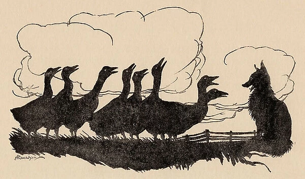 Illustration by Arthur Rackham from Grimm's Fairy Tale, The Fox and the Geese