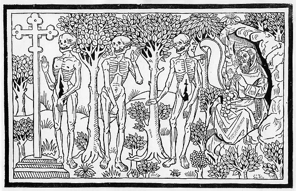 Illustration from the Danse Macabre, published Paris, 1485 (woodcut) (b  /  w photo)