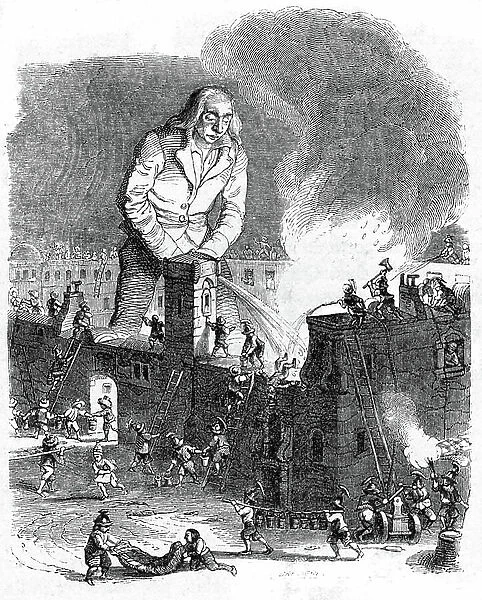 Illustration for Gulliver's Travels written by Jonathan Swift, 1845 (engraving)
