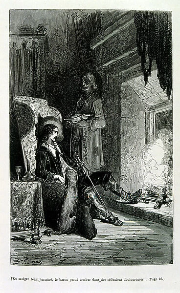 Illustration by Gustave Dore for Le Capitaine Fracasse by Pierre Theophile Gautier (1811-1872)French, Writer, poet, painter, art critic. Gautier was a defender of Romanticism