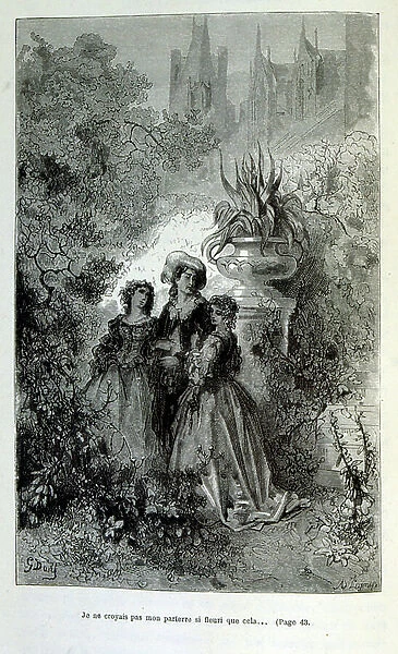 Illustration by Gustave Dore for Le Capitaine Fracasse by Pierre Theophile Gautier (1811-1872)French, Writer, poet, painter, art critic. Gautier was a defender of Romanticism