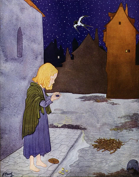 Illustration for The Happy Prince by Oscar Wilde (colour litho)