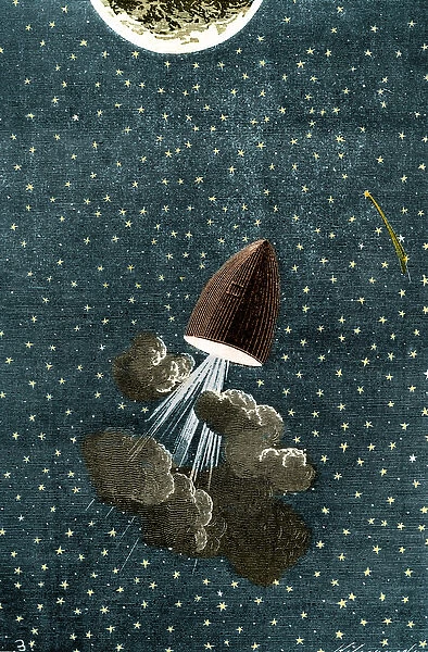 Illustration of Jules Vernes book: Around the Moon, 1872