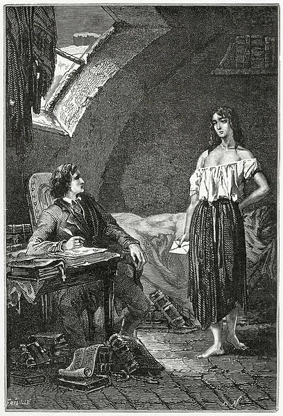 Illustration from Les Miserables, 19th Century (b  /  w engraving)