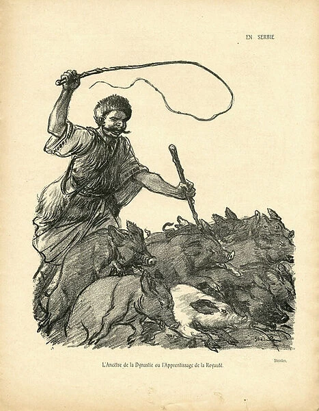 Illustration of Steinlen (1859-1923) in The Wild Duck, 1903-6-28 - Serbia - Pork Pig