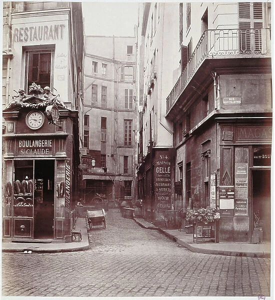 Impasse St. Claude, from Rue St. Sauveur, Paris, between 1865-68 (b / w photo)
