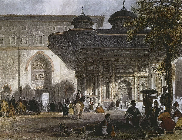 Imperial gate of Topkapi Palace and fountain of Sultan Ahmed III, Istanbul