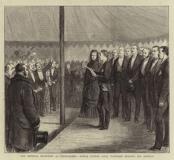 The Imperial Reception at Chislehurst, Prince Eugene Louis Napoleon reading his Address (engraving)