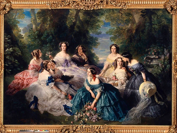 The Impress Eugenie (1826-1920) in 1855 surrounded the ladies of honor of the palace
