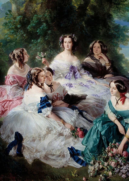 The Impress Eugenie (1826-1920) in 1855 surrounds the ladies of honor of the Detail