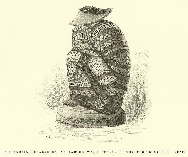 The Indian of Alarcon, an earthenware vessel of the Period of the Incas (engraving)