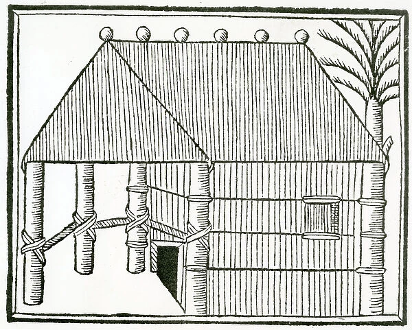 An Indian Habitation from la Historia general de las Indias 1547 (woodcut)