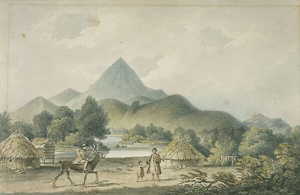 Indian village, 1798 (watercolour)
