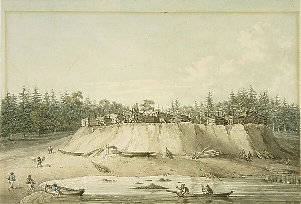 Indian Village, Point Mudge, 1798 (watercolour)