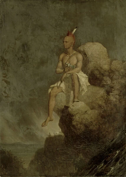 Indian Warrior on the Edge of a Precipice, 1847 (oil on canvas)