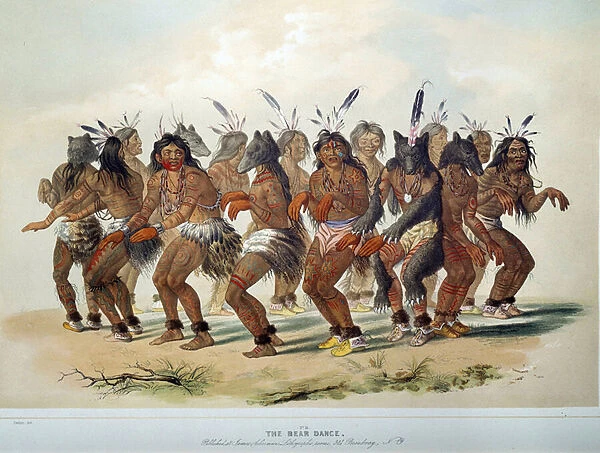 Indians of America: Bear Dance, ritual of a tribe of Red Skin