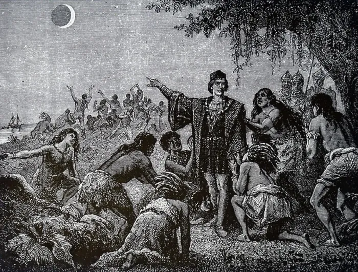 Framed Print : Indians astonished by the eclipse of the moon Framed Print : Indians astonished by the eclipse of the moon