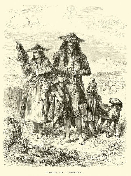 Indians on a journey (engraving)