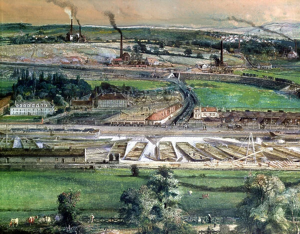 Industrial landscape in the Blanzy coal field, Saone-et-Loire, c