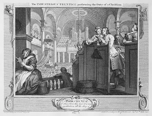 The Industrious Prentice Performing the Duty of a Christian, plate II of Industry