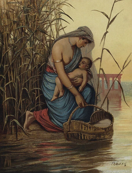 The infant Moses and his mother (chromolitho)