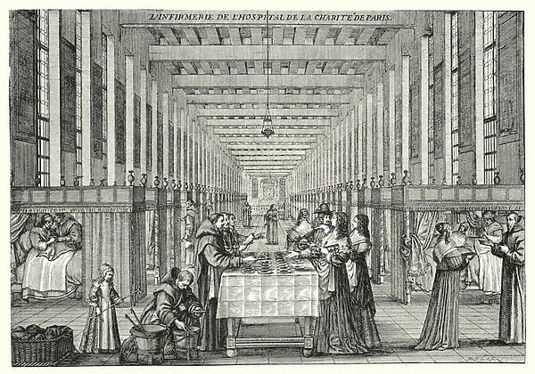 The Infirmary of the Hopital de la Charite of Paris (engraving)