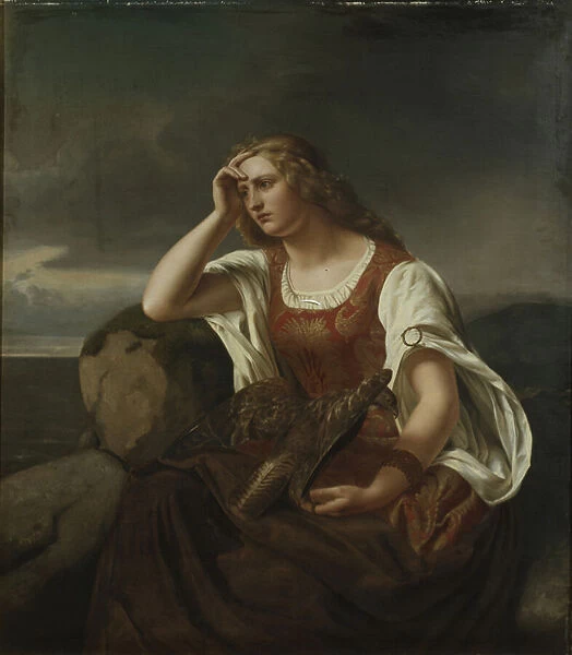 Ingeborg by the ocean, 1845 (oil on canvas)