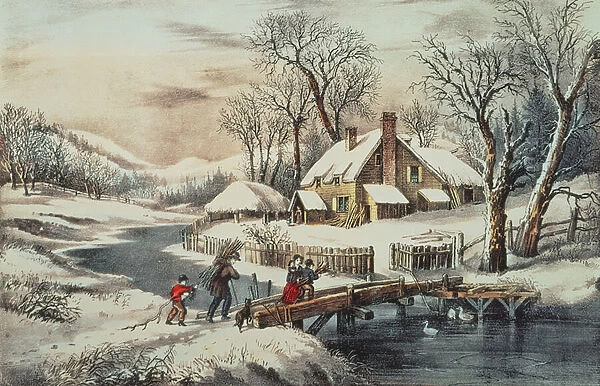 The Ingleside Winter, pub. by Currier & Ives (print)