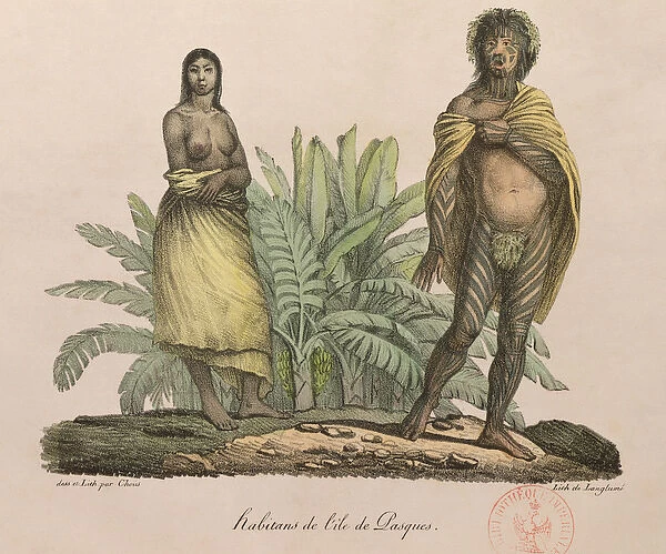 Inhabitants of Easter Island, from Voyage Pittoresque Autour du Monde, engraved by G