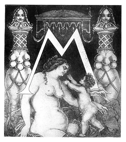 Initial Letter M for Volpone, 1898 (litho)
