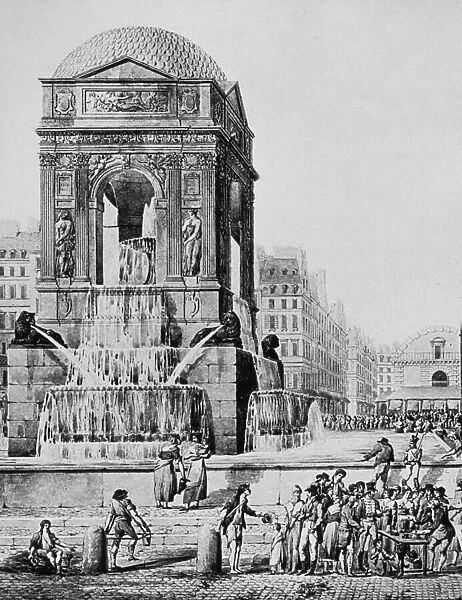 Innocents fountain in Paris at the time of 1st empire (1804-1815), engraving