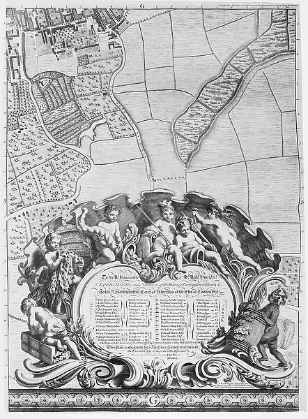 Inscription from Rocques map of London, listing the citys Aldermen and their areas