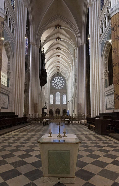Inside the cathedral of chartres, at the bottom the west coast rosette
