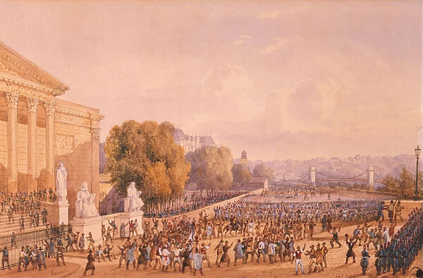 Insurrection in Front of the Palais Bourbon, 15th May 1848 (gouache on paper)