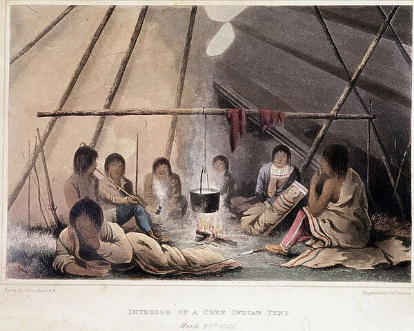 Interieur d une tent d indians d Amerique - in '