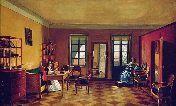 Interior of an attic (oil on canvas)